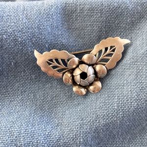 Vintage Beau Sterling Silver Flower Brooch Pin